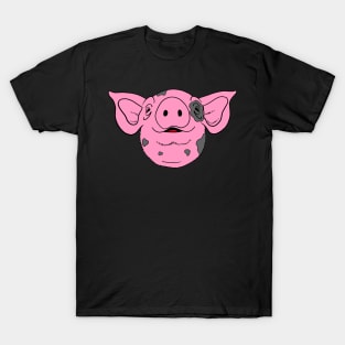 Pink Pig head with smiling face and grey spots T-Shirt